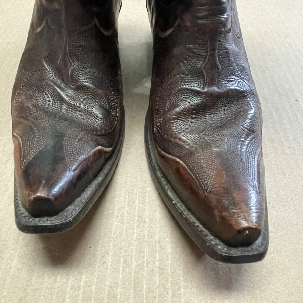 Corral Boots Women's Sz 12M Brown Overlay Pointed Toe Embroidered Katie E1005‎